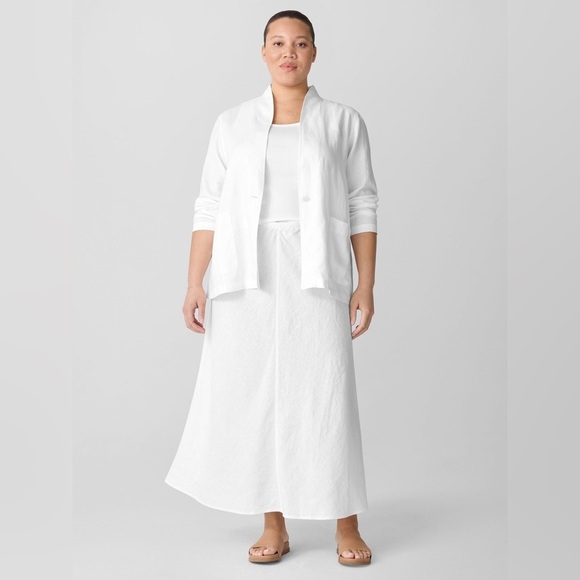 Eileen Fisher 100% Linen A-Line Midi White Minimalist Size XL Skirt - Picture 1 of 13